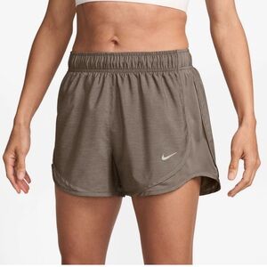 Nike Women's Tempo Dri-FIT mid rise 3in Athletic Running Shorts in Mink Brown